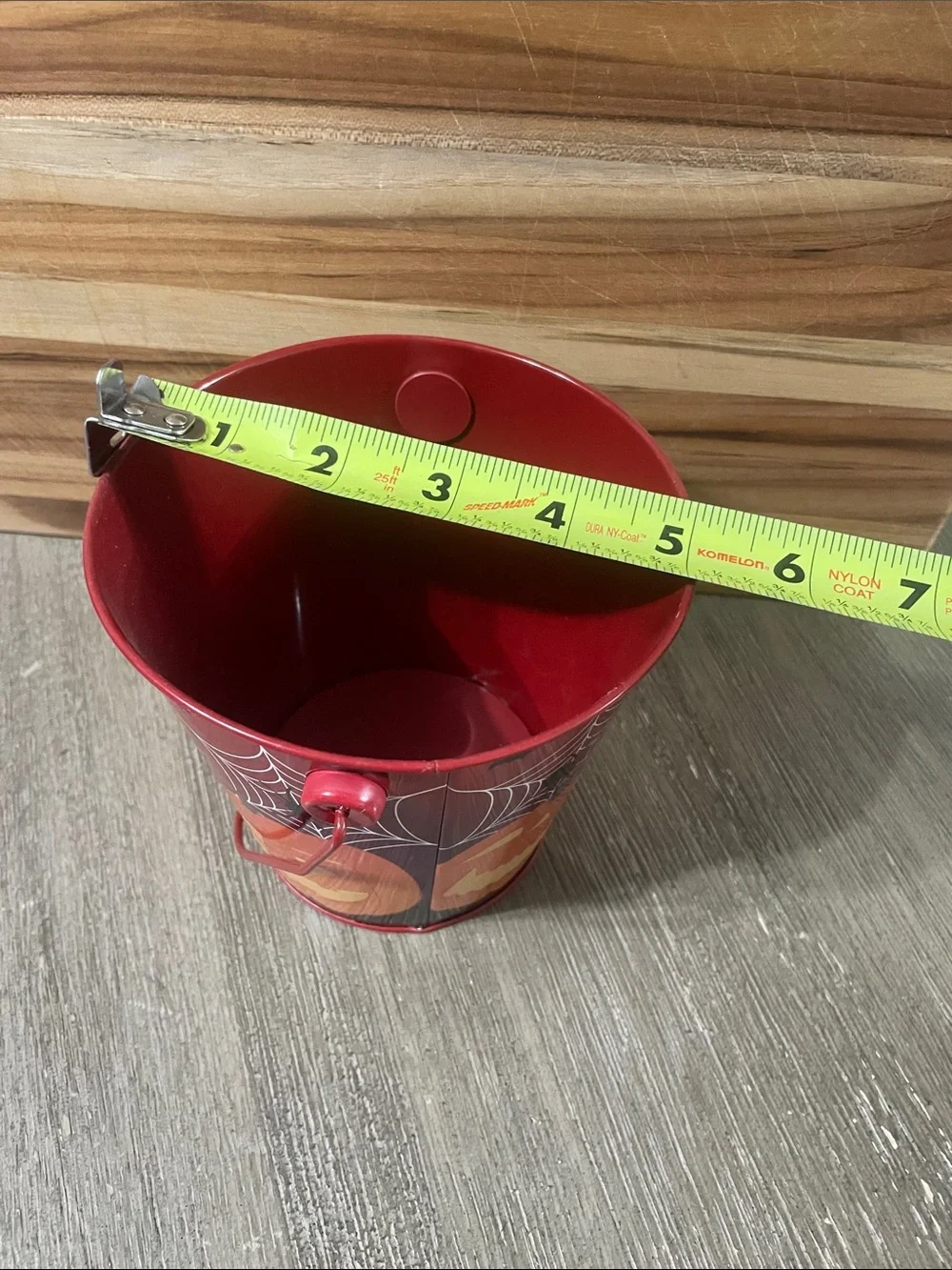 Halloween Pumpkin Treat Pail - Red Metal Party Favor Bucket